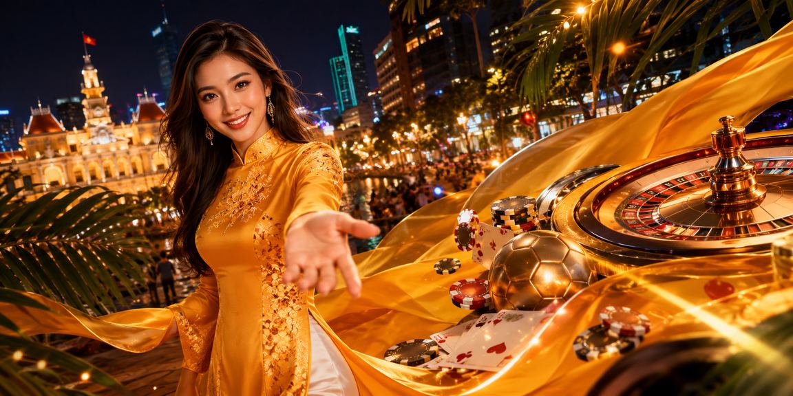 Người phụ nữ mặc áo dài tại TP. Hồ Chí Minh kiểm tra tài khoản cá cược trực tuyến trên điện thoại