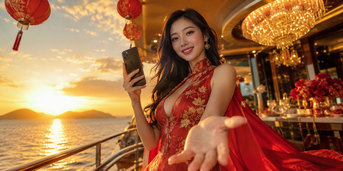 Người dùng tại Phú Quốc xem kèo thể thao trên điện thoại di động bên bờ biển buổi tối